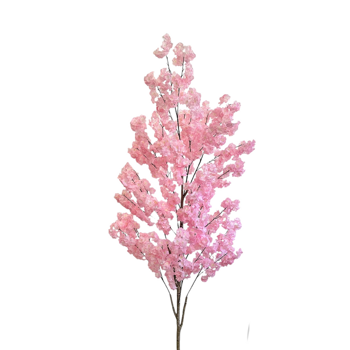 Faux Pink Cherry Blossom Tree 180CM, Natural Trunk, Silk Flowers, Indoor Decorative Plant