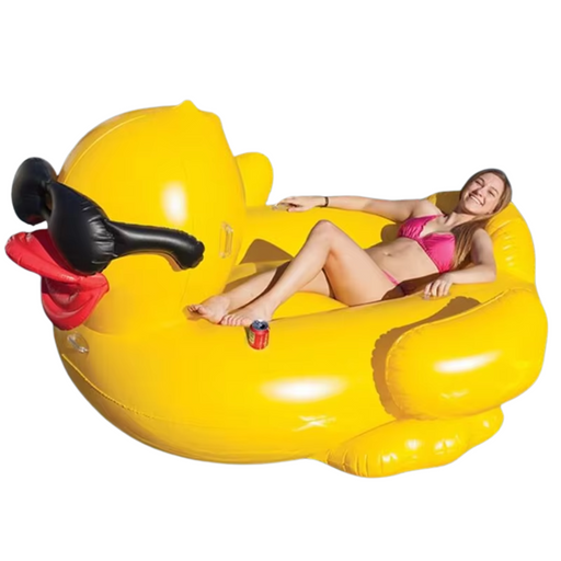 Thickened PVC swimming pool floating mat in the shape of a big yellow duck