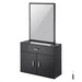 Wall-Hanging Salon Organizer Unit with Mirrors and Storage in Matte Black