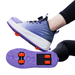Kids roller skate shoes with retractable wheels and four-wheel design in purple, size 38