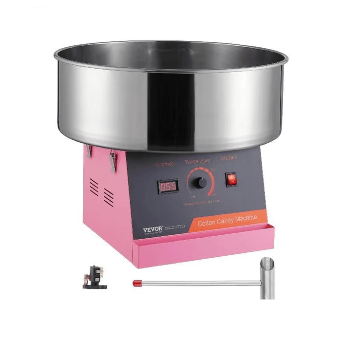 Electric Cotton Candy Machine with Stainless Steel Bowl and Sugar Scoop for Commercial Use (Pink) 