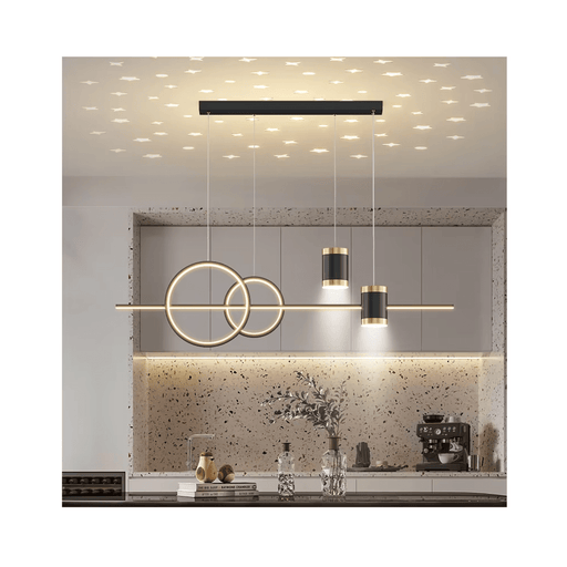 Modern Minimalist Nordic Luxury Chandelier with Black Metal Finish and Plated Hardware