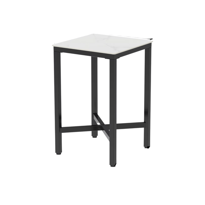 Upscale Tall Square Marble Top Bar Table for Kitchen, Restaurant