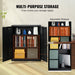 Metal Storage Cabinet with Wheels 190 cm - Locking Cabinet, 2 Magnetic Doors, 4 Adjustable Shelves, 90 kg Capacity (3 Layers-Black) product image featuring key lock with three keys