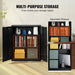 Metal storage cabinet with wheels and locking doors, adjustable shelves