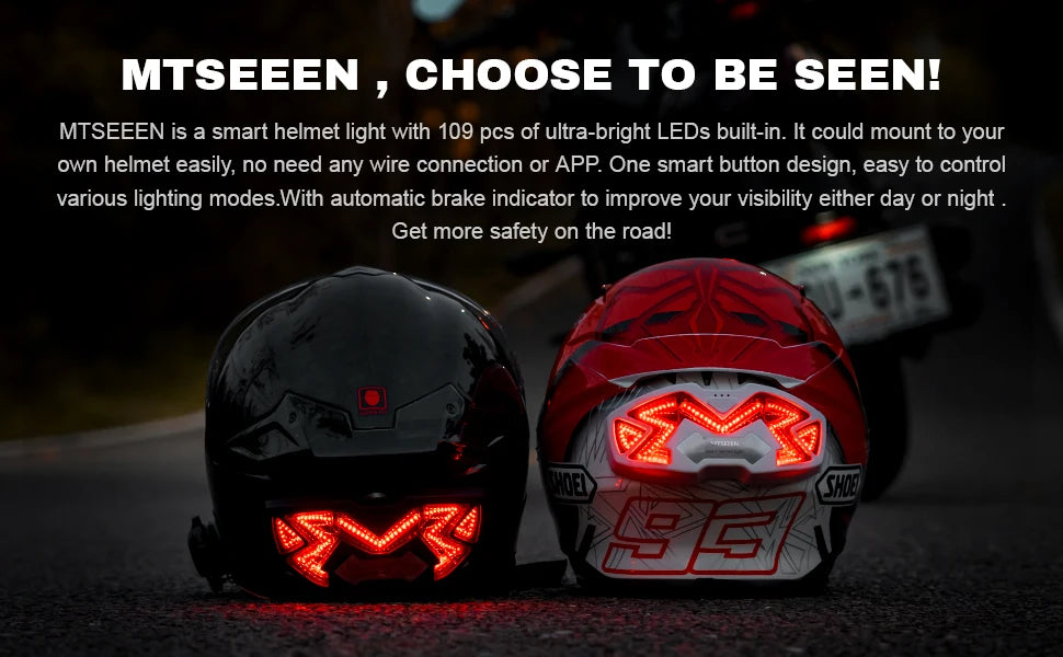 Black LED helmet brake light with brake sensor for bikes