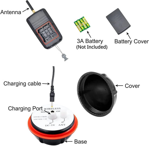 Compact and lightweight wireless sonar system with LCD screen