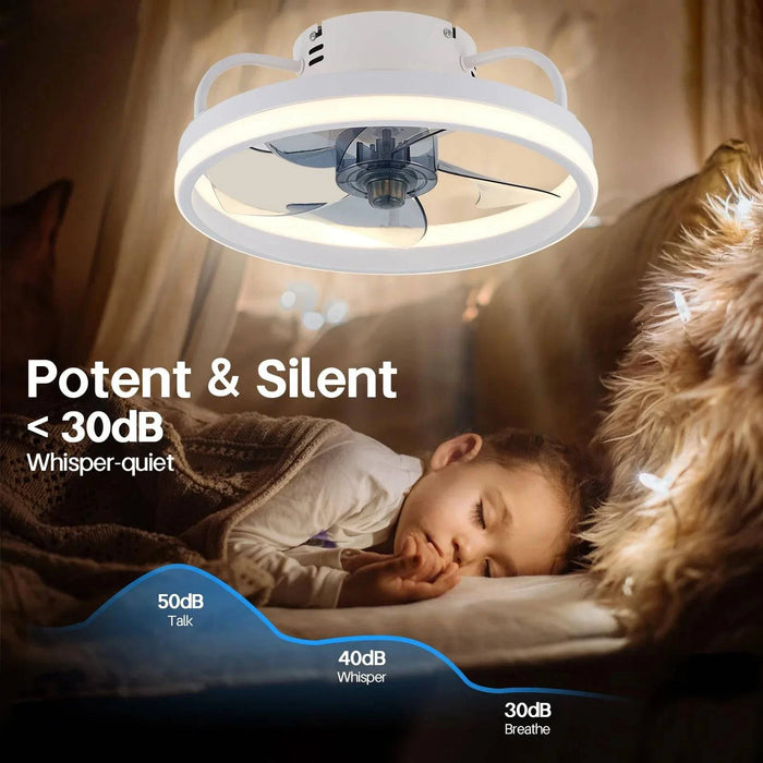 Modern LED Ceiling Fan with Two-Way Blade, Timer, Remote & Tri-Color Light (White) for stylish and convenient home cooling and lighting