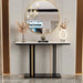 Long white marble console table with narrow design for living room sofa side