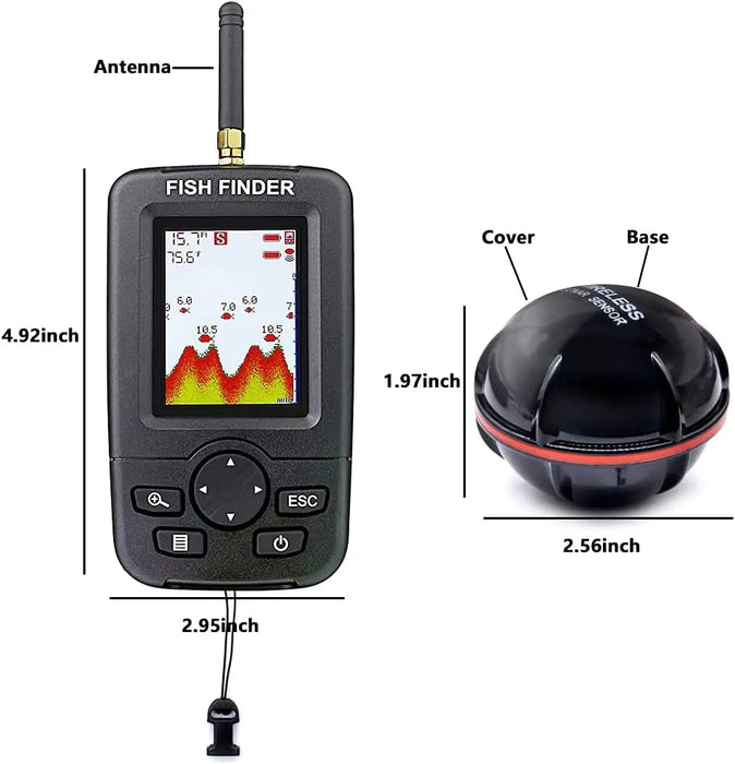 Wireless fish finder with 100m operation and 45m depth capability