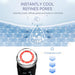 EMS facial massager in pink, with microcurrent, hot/cold compress, and deep cleansing functions