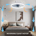 Modern LED Ceiling Fan with Two-Way Blade, Timer, Remote & Tri-Color Light in White