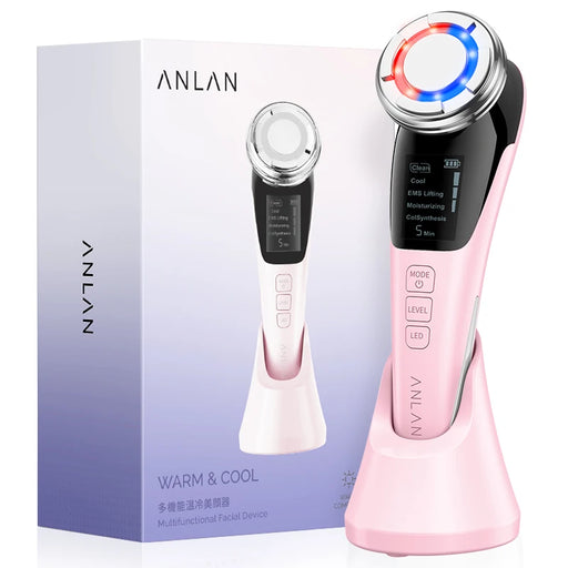 EMS facial massager with microcurrent face lifting and hot/cold compress feature