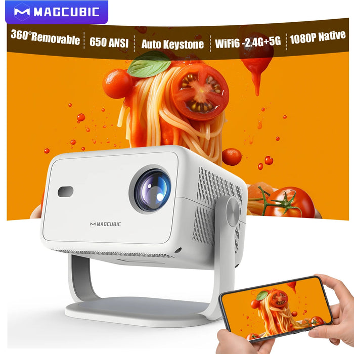 Compact Smart Projector with Keystone Correction & Dual-Band WiFi
