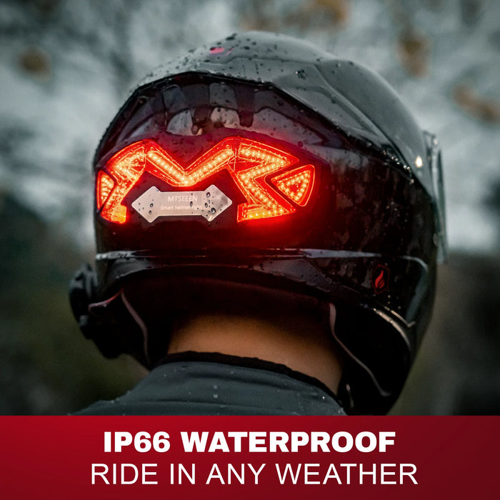 Black LED helmet brake light with waterproof brake sensor for bikes