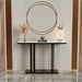 Long narrow white marble console table for living room with elegant design