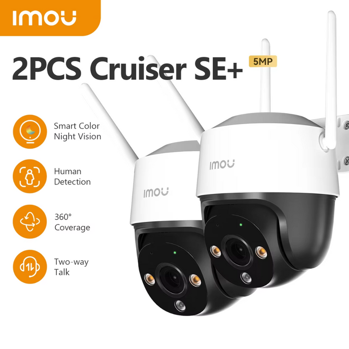 2-Pack 5MP Wi-Fi PTZ Outdoor Security Cameras