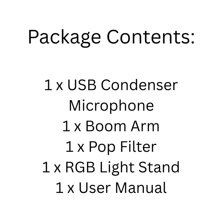 RGB Gaming USB Mic, 16dB Noise Cancellation, Mute & Boom Arm - Black