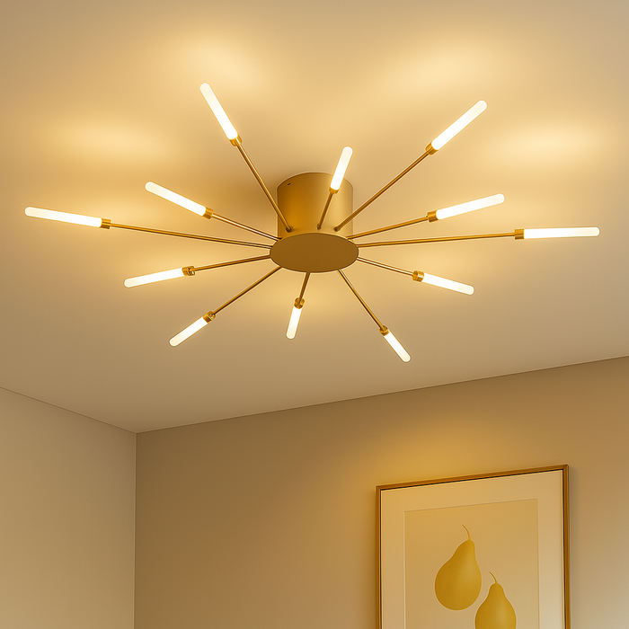 Modern Gold LED Ceiling Light 12 Heads Nordic Design