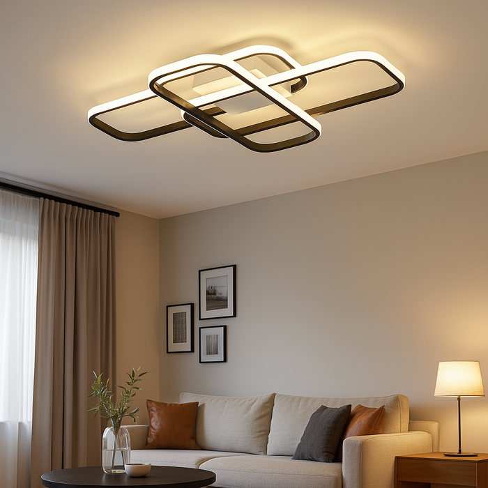 Modern Black LED Ceiling Light with App Control