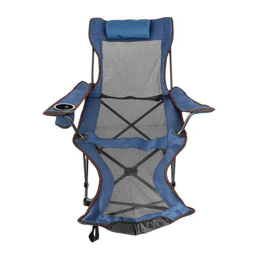 Outdoor Folding Camp Chair with Footrest Blue - Portable Bed Nap Chair for Camping, Fishing, Beach - FLUXA