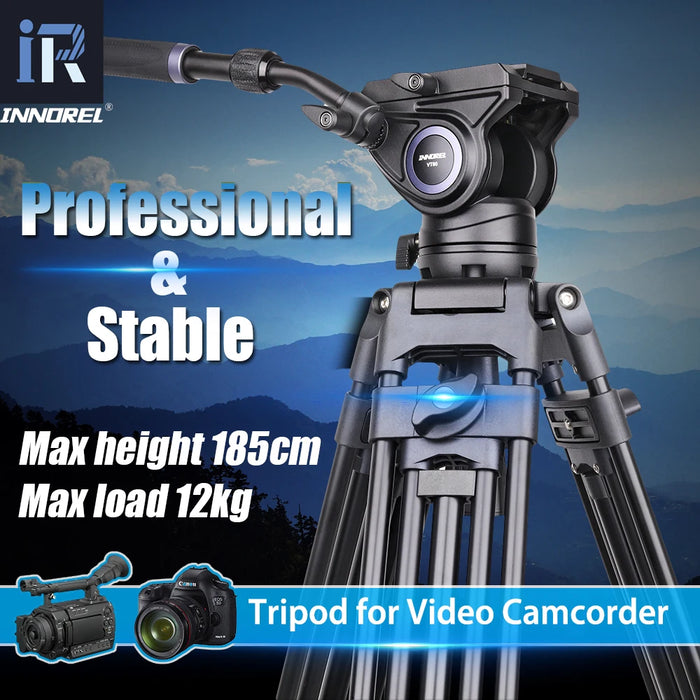Aluminum Fluid Head Tripod for DSLR and Camcorders