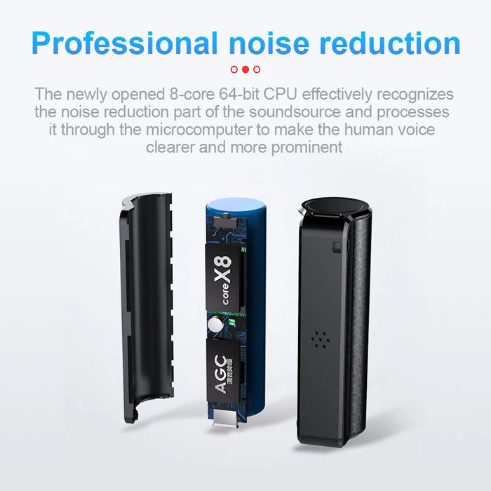 Black 32GB Mini Digital Voice Recorder with Magnetic Dictaphone and MP3 Playback for high-quality audio recording and playback