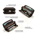  Elegant coffee-colored leather wallet with detachable wrist strap 