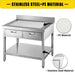 Heavy-Duty Stainless Steel Kitchen Work Table with Double Drawers and Non-Slip Texture