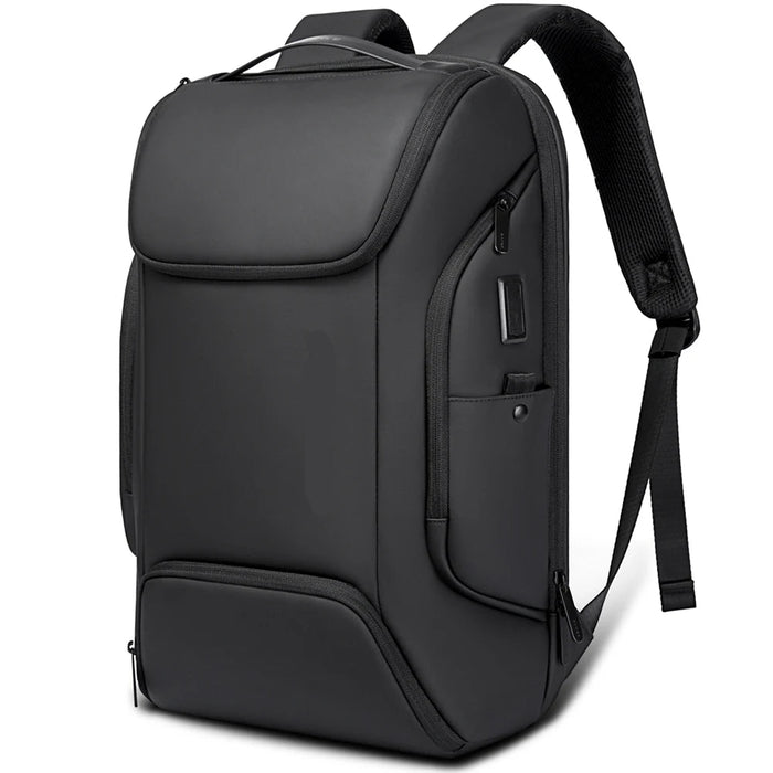 Business USB Charging Backpack - Black, Waterproof Travel Bag with USB Charging Port