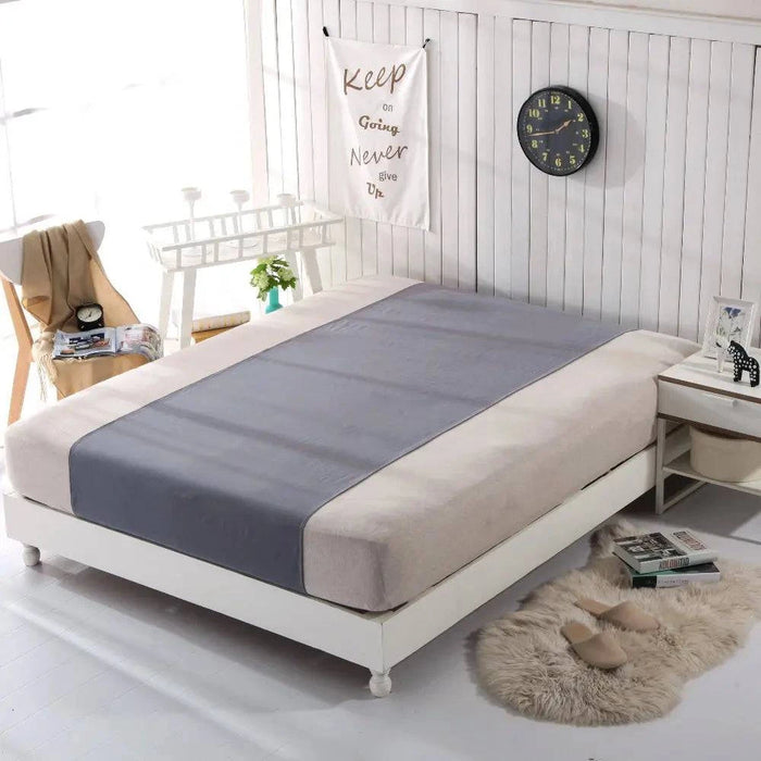 Grounded Half Bed Sheet 90x260cm Earthing with Silver Antimicrobial Conductive Cord - Grey - Soft and conductive grey bed sheet for earthing and antimicrobial protection