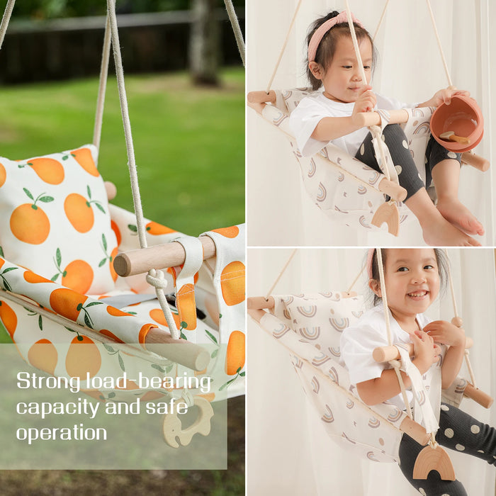 Outdoor Baby Bouncer Chair, Canvas & Wood