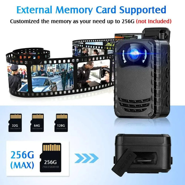 Mini body camera with full HD 1296P resolution and night vision capabilities
