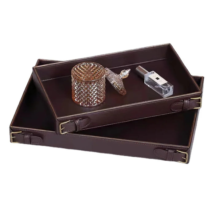 Rectangular Leather Tray – Belt Buckle Accent Home Decor LARGE ROUND