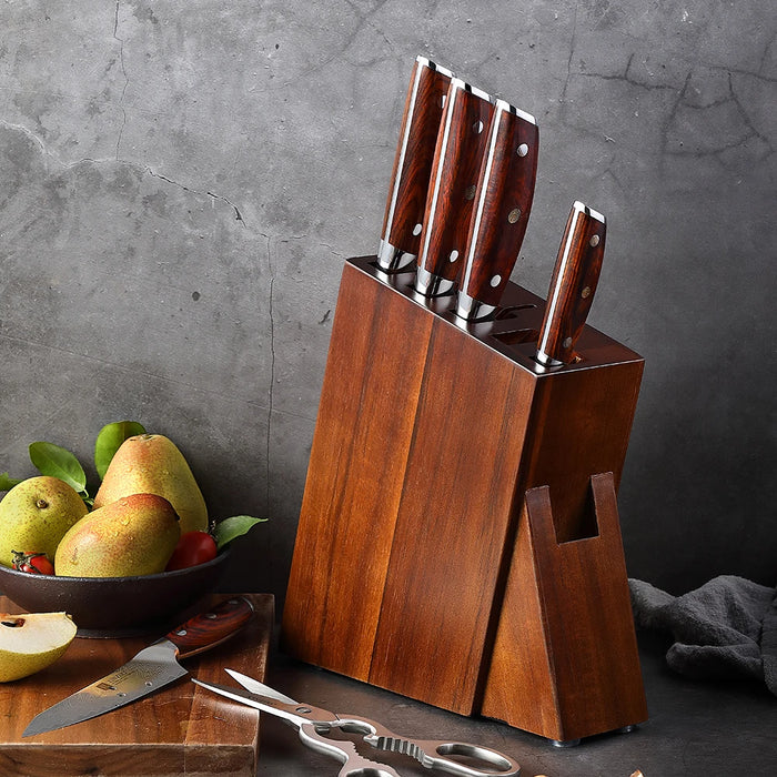 Wooden Knife Holder Rack with Storage Slots Kitchen Countertop