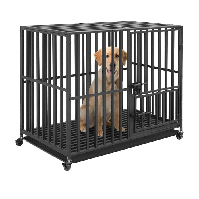 Metal Dog Crate with 3 Convenient Doors for Easy Entry and Exit