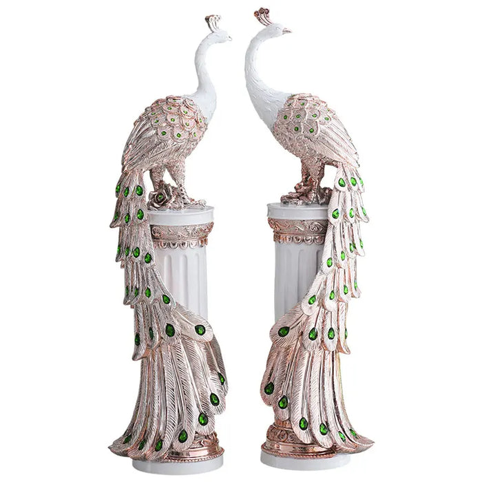 European Style Resin Peacock Figurine for Table Decor