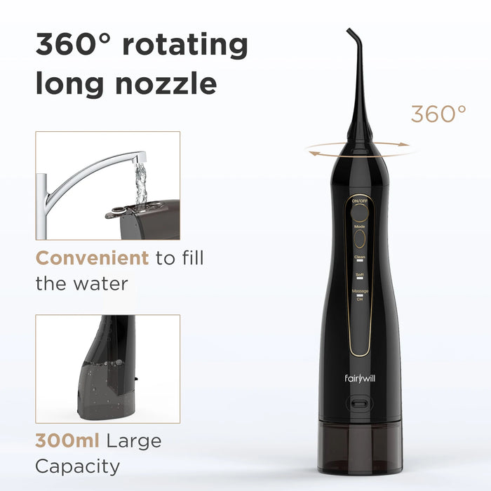 Cordless Water Dental Flosser Portable Oral Irrigator White IPX7 USB