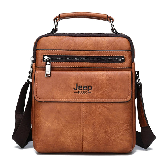 Premium orange split leather crossbody shoulder bag for men 