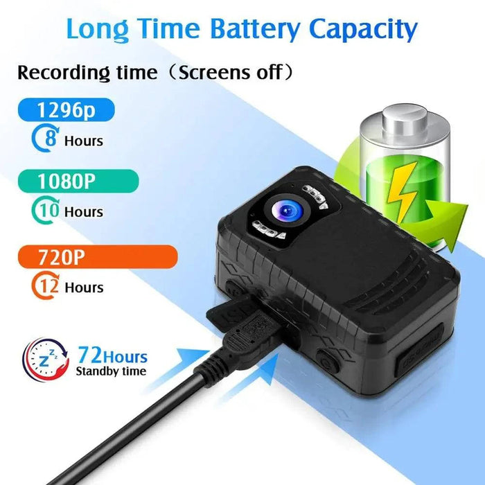 Mini Body Camera Full HD 1296P With Night Vision - Portable Police Body Cam -Camera Only - Compact and durable body camera for law enforcement and security personnel