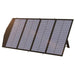Foldable solar panel for camping and RV trips, converts sunlight to electricity