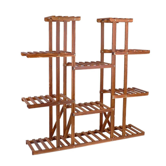 Sturdy and Stylish Tiered Plant Display Stand, Stained Medium Brown