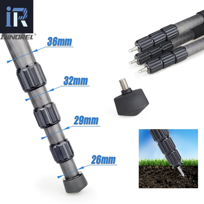 10-Layer Carbon Fiber Tripod, Heavy Duty, 4-Section Legs