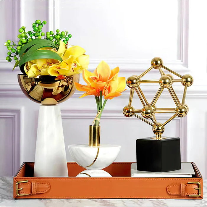 Rectangular Leather Tray – Belt Buckle Accent Home Decor LARGE ROUND