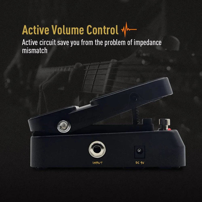 Black and silver Active Volume Control & Wah Expression Pedal for guitar