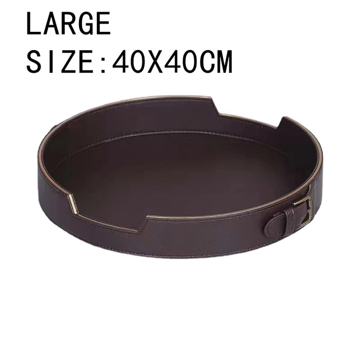 Rectangular Leather Tray – Belt Buckle Accent Home Decor LARGE ROUND