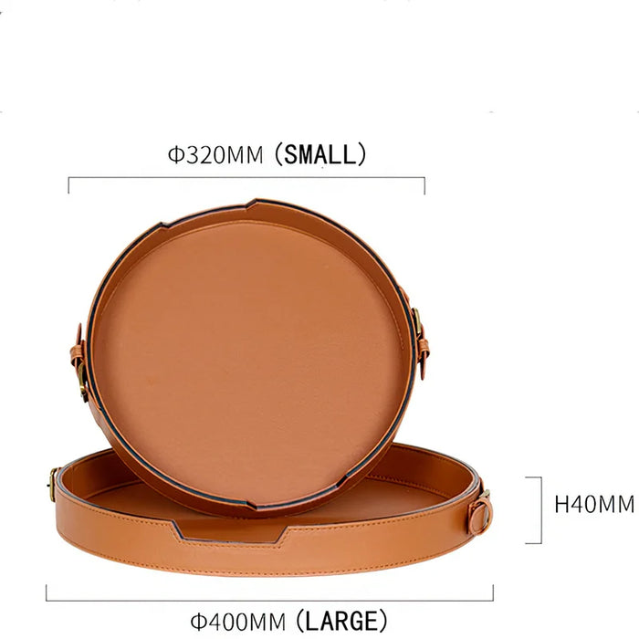 Rectangular Leather Tray – Belt Buckle Accent Home Decor LARGE ROUND