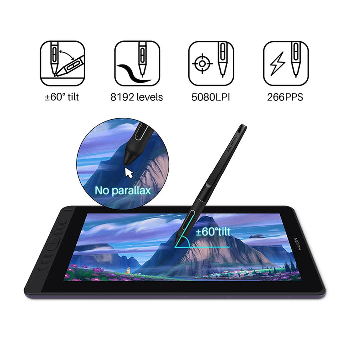 Drawing monitor with pen display and stand for Android, Windows, Mac OS