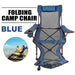 Outdoor Folding Camp Chair with Footrest Blue - Portable Bed Nap Chair for Camping, Fishing, Beach - FLUXA