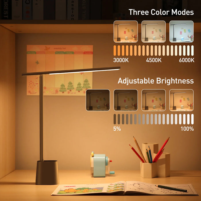 Modern foldable LED desk lamp with auto-adjust brightness